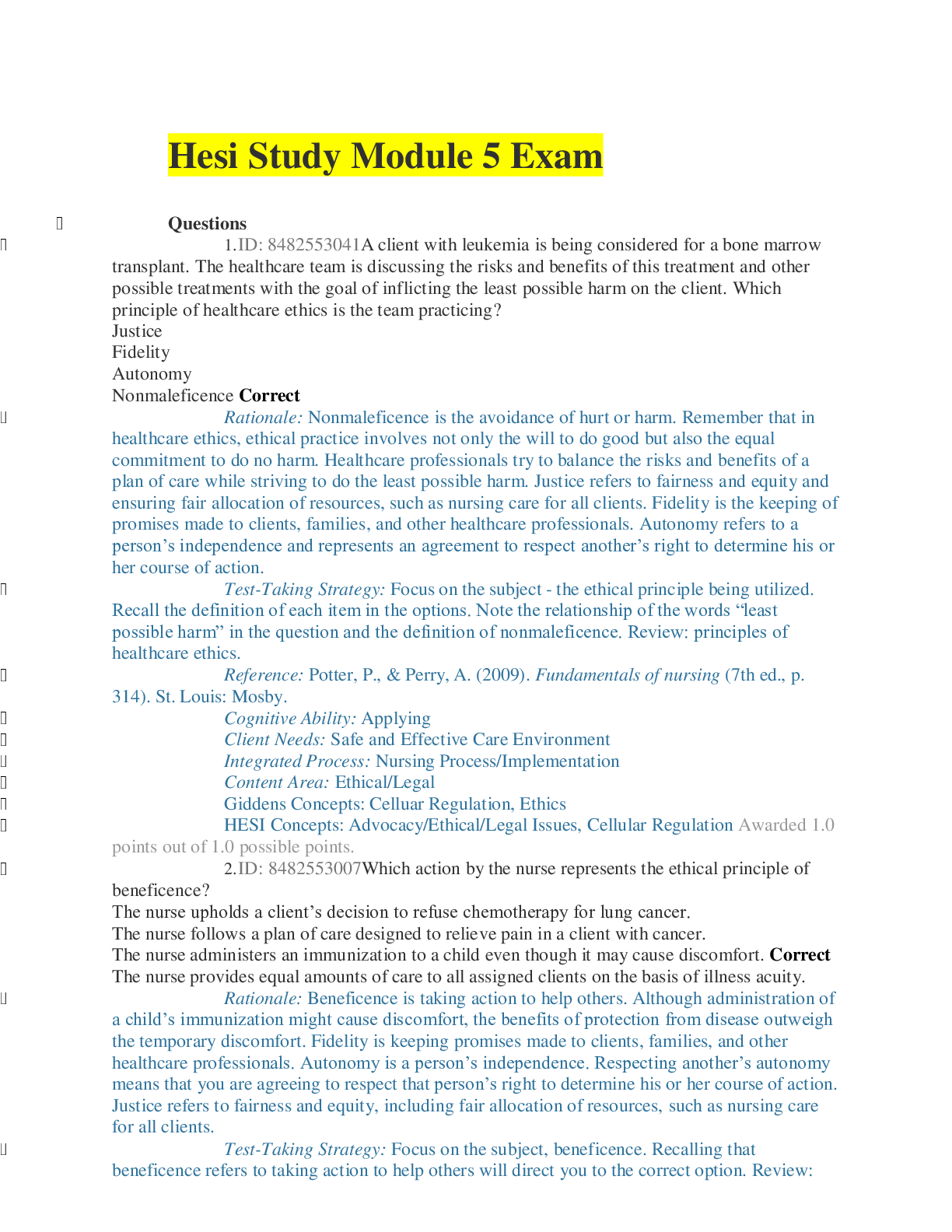 Preview image for Hesi Study Module 5 Exam Questions And Answers Plus Rationales Complete Solution Rated A